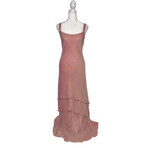 Vintage 90s Y2K Cattiva New York Blush Pink Layered Maxi Dress Sz 10 Fairy